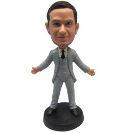 groomsmen in grey suit and tie bobblehead