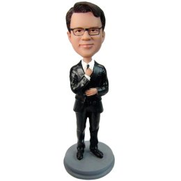 Groomsmen Executive In Black Suit Bobblehead